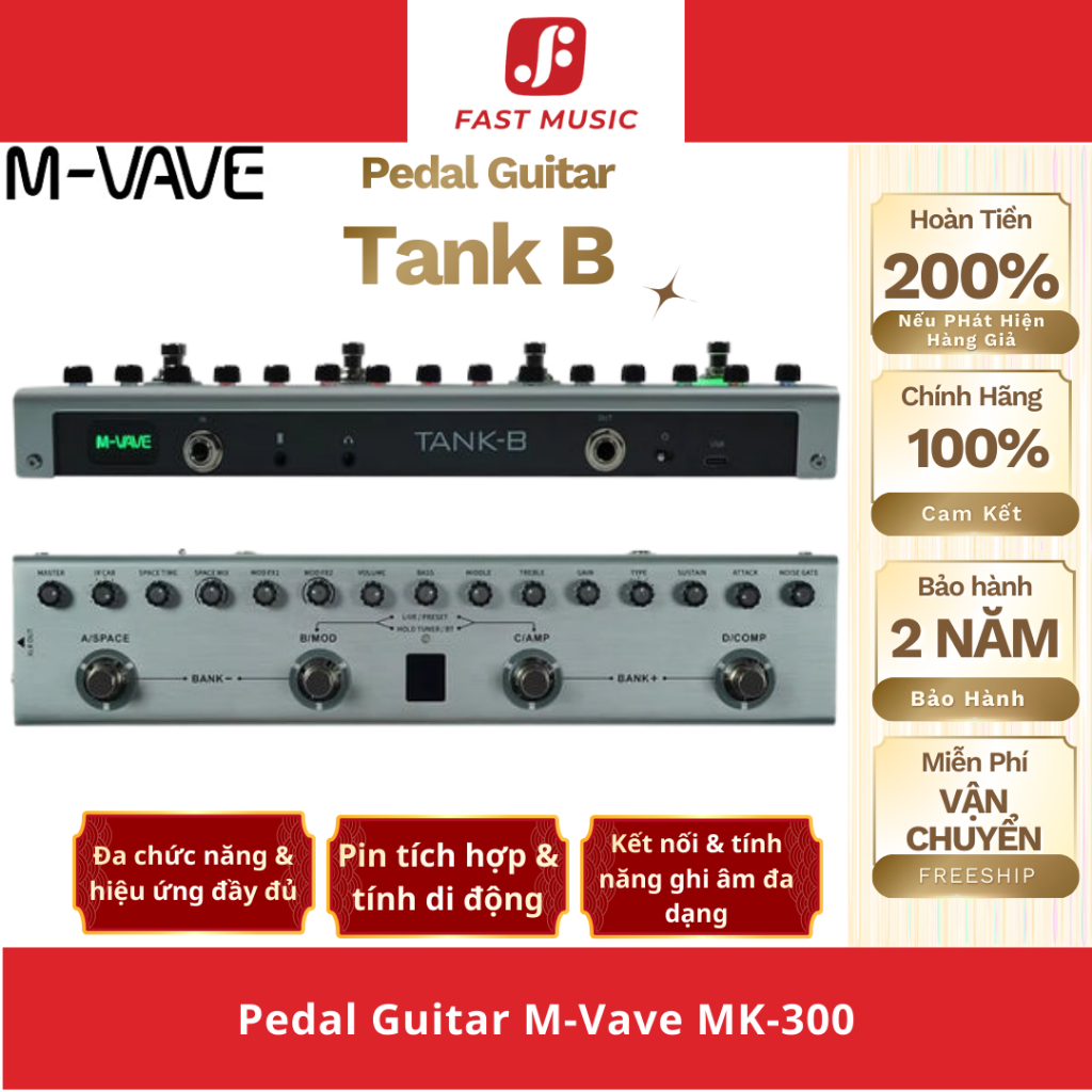 Pedal Guitar M-Vave Tank B Chính Hãng Tặng Kèm Tiếng Đi Show
