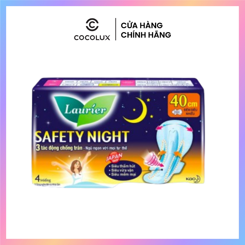 Băng Vệ Sinh Laurier Safety Night Ban Đêm 40cm - túi 4 miếng