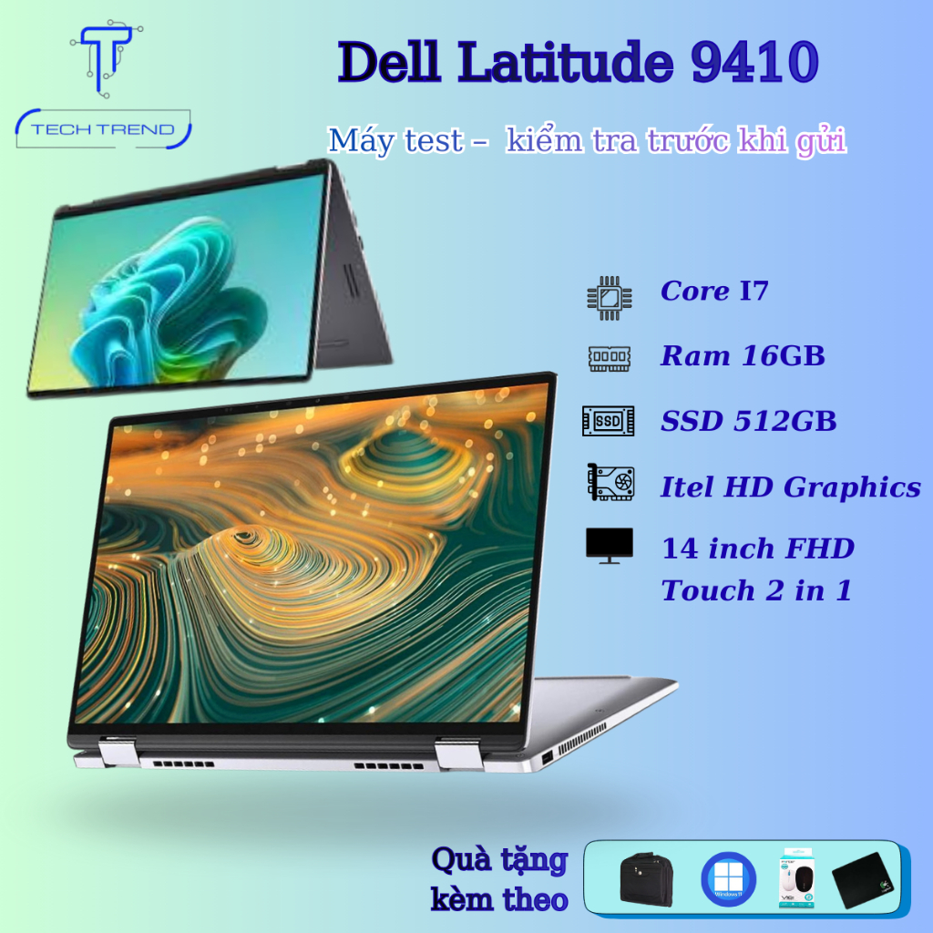 Laptop Dell Latitude 9410 Touch 2in1,Core i7-10th, Ram 16GB, SSD 512GB, 14.0 inch FHD Touch 2in1