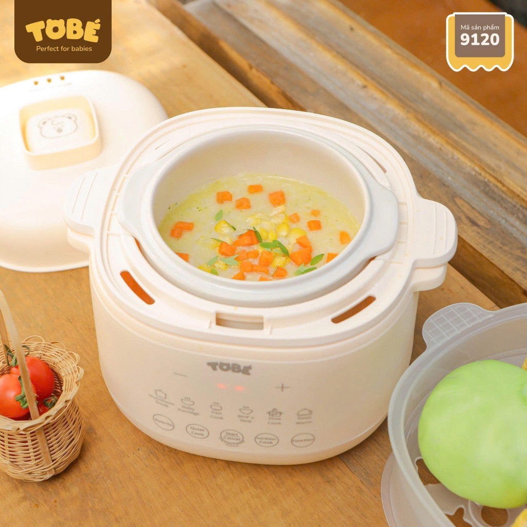 Nồi nấu cháo chậm KOMI Tobe tích hợp 8 chế độ nấu cao cấp tiện lợi nhanh gọn an toàn hàng chính hãng 9120 9126
