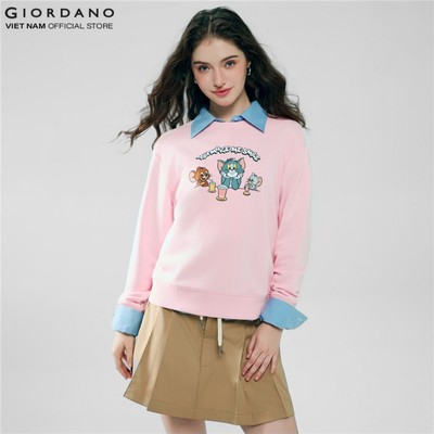 [GIORDANO x Tom&Jerry] Áo Thun Nữ Dài Tay In Hình Pullover 5396613-67