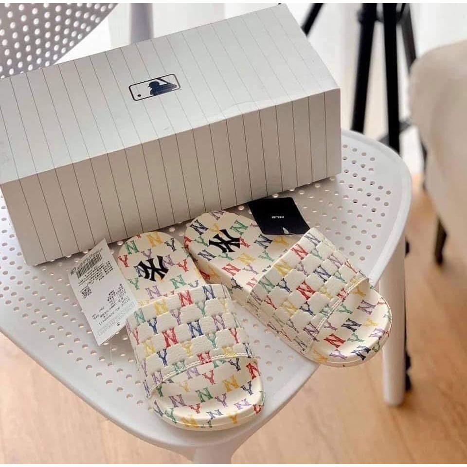 [ CHÍNH HÃNG ] DÉP MLB MONOGRAM ĐEN & TRẮNG - DÉP MLB 7 MÀU AUTHENTIC FULL BOX