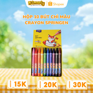 Hộp 10 Bút Chì Màu Crayon Springen màu mịn, ít bụi, an toàn cho trẻ em đạt tiêu chuẩn Châu Âu