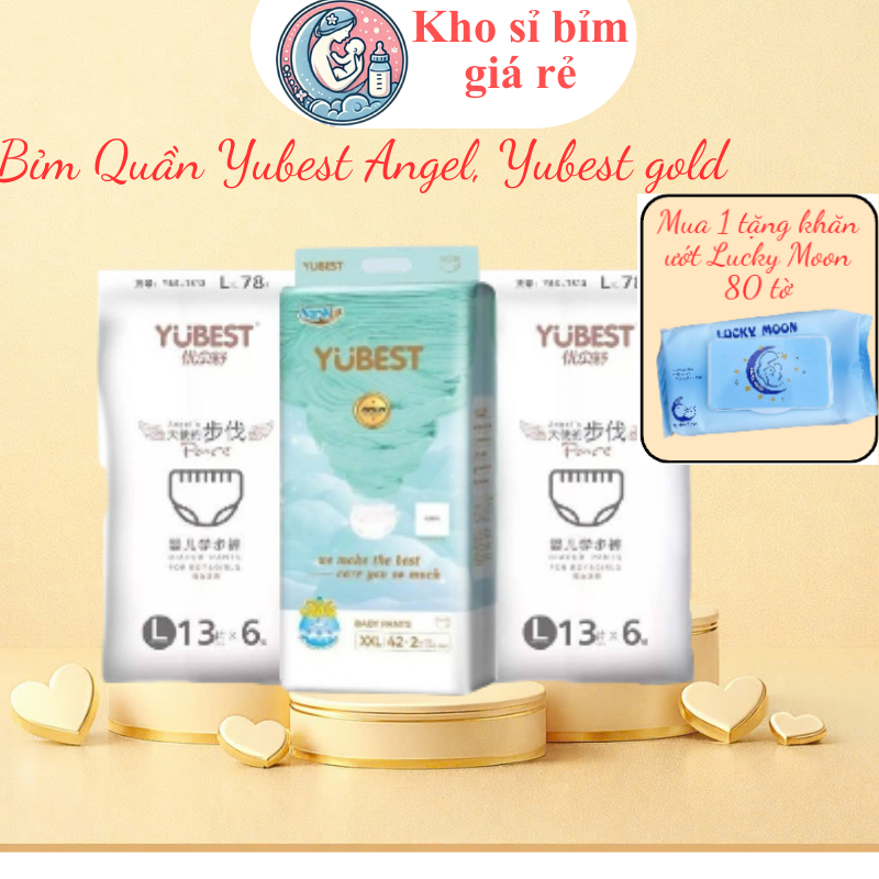 Bỉm Quần Yubest Angel GoldS90/M84/L78/XL72/XXL66/XXXL66 mama khosi