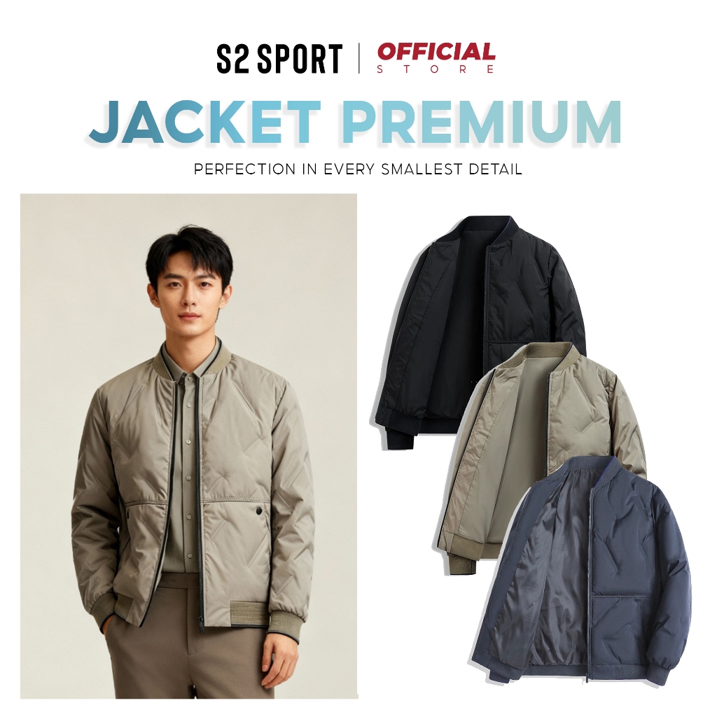 Áo khoác bomber nam S2 SPORT jacket gió 2 lớp bomber cao cấp đứng form chần bông giữ ấm tốt - AP03