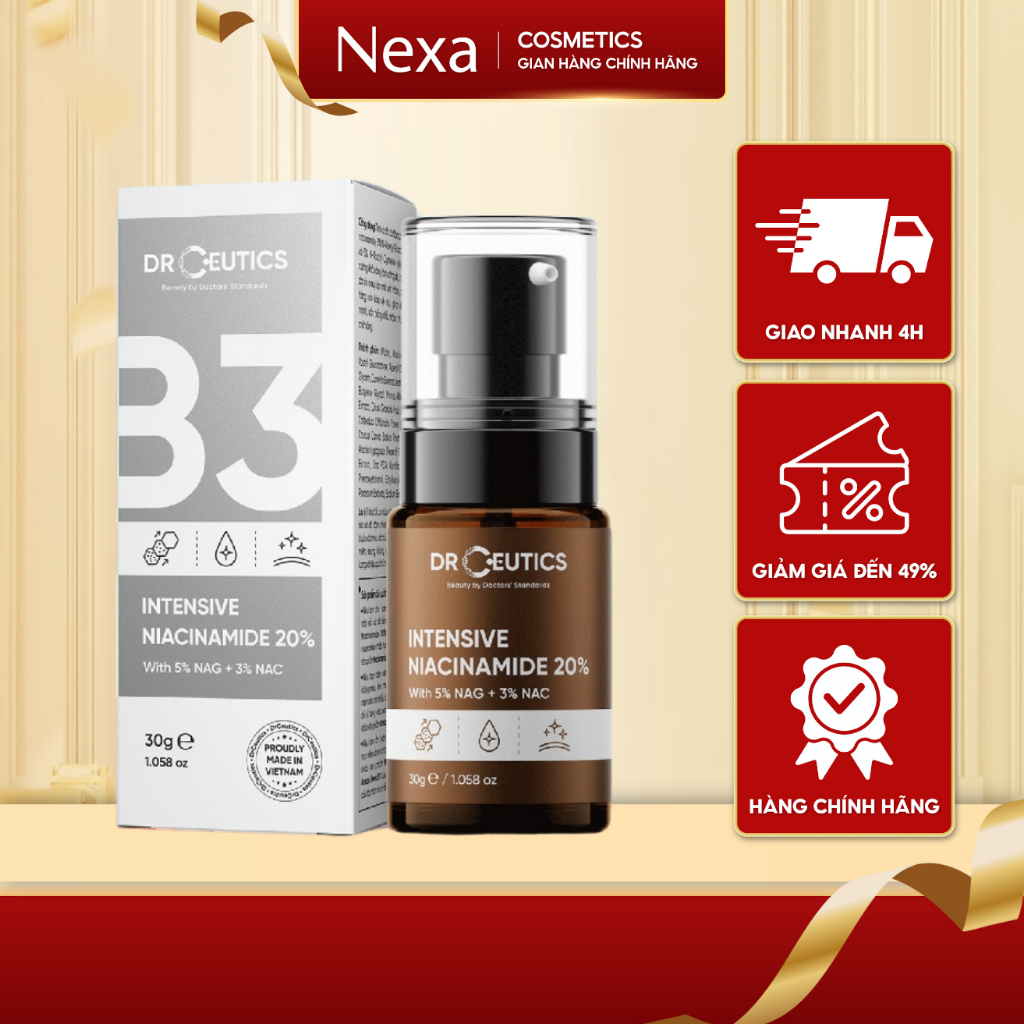 Serum DrCeutics Tinh chất Niacinamide Intensive B3 20% Mờ Thâm Sáng Da (30g)