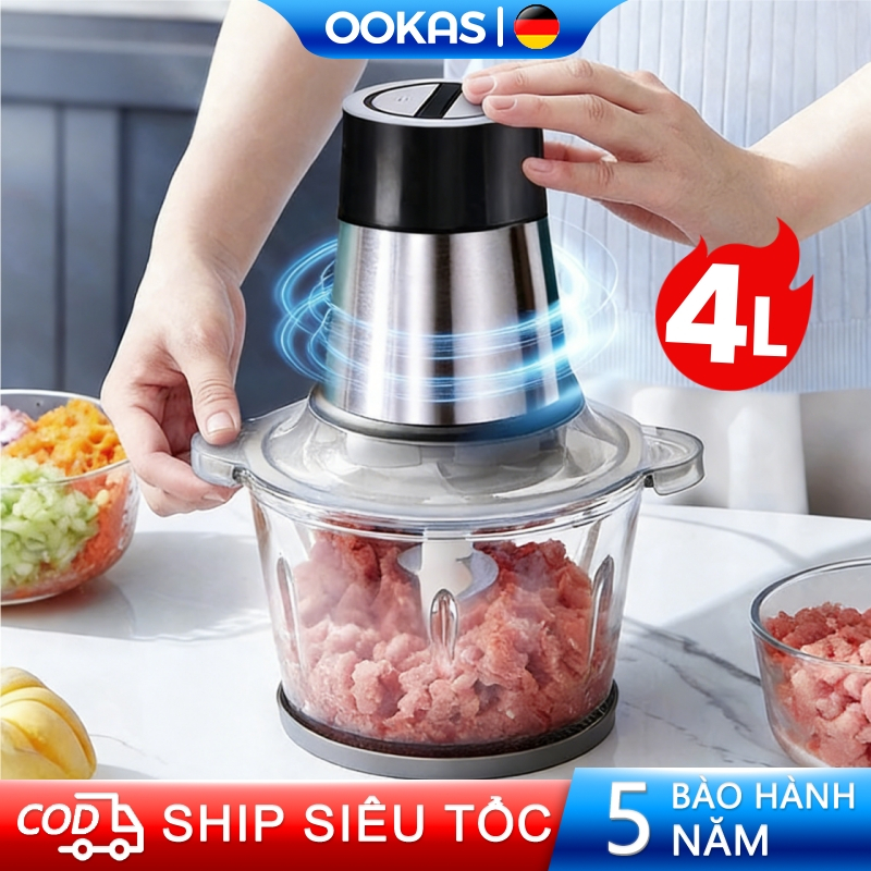 OOKAS Máy Xay Thịt Cối  Máy xay đa năng ,Inox 304 dung tích 3L 4L，Máy xay sinh tố đa chức năng
