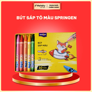 Hộp 10 Bút Chì Màu Crayon Springen màu mịn, ít bụi, an toàn cho trẻ em đạt tiêu chuẩn Châu Âu