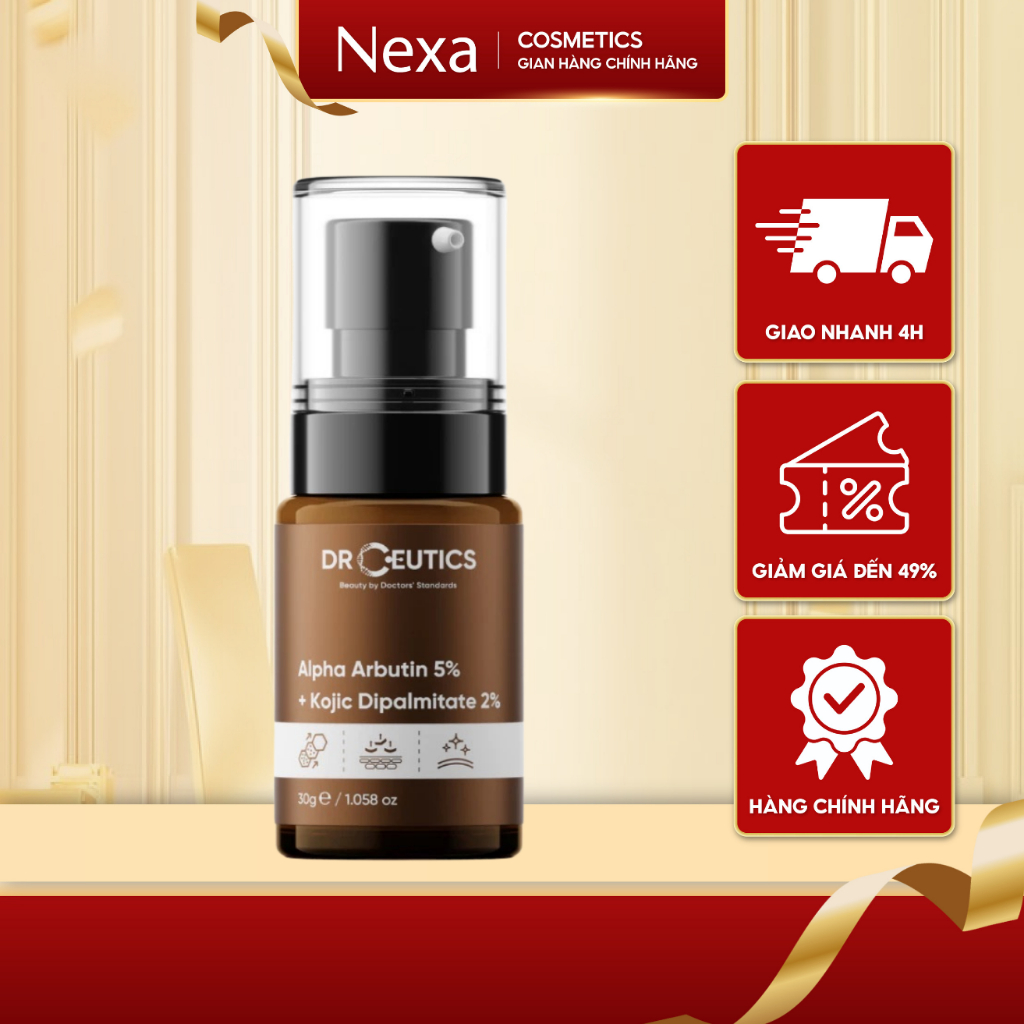 Serum DrCeutics Alpha Arbutin Làm Sáng Da Mờ Nám Alpha Arbutin 5% Và Kojic Dipalmitate 2% (30gram)