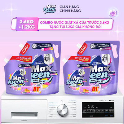 [LIVE] [MUA 1 TẶNG 1] Túi Nước Giặt Xả Cửa Trước MaxKleen 3.6kg + Túi Nước Giặt Xả 1.2kg Mùi ngẫu nhiên