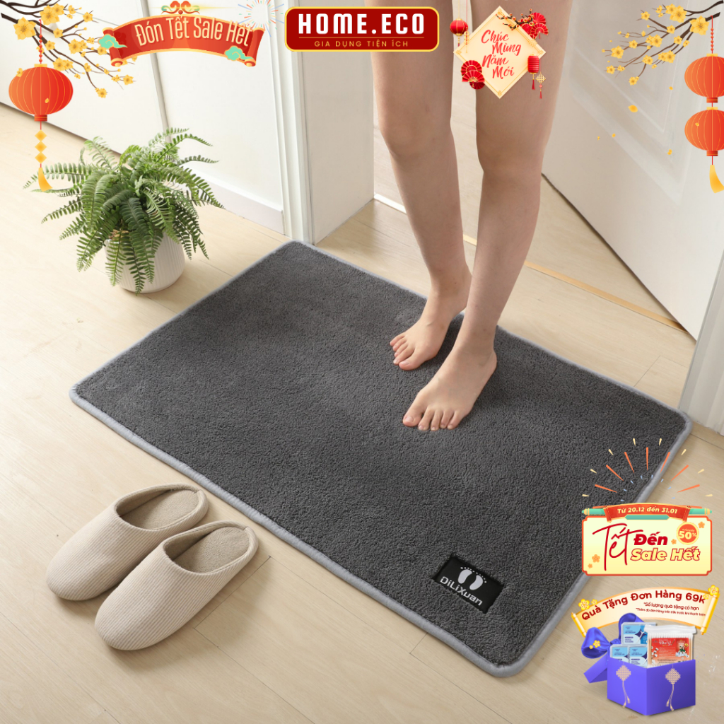 Thảm Lau Chân Lông Cừu Mềm Mại - COMBO 5 Chiếc Thảm Chùi Chân Kích Thước 40x60cm Siêu Thấm Hút Nước
