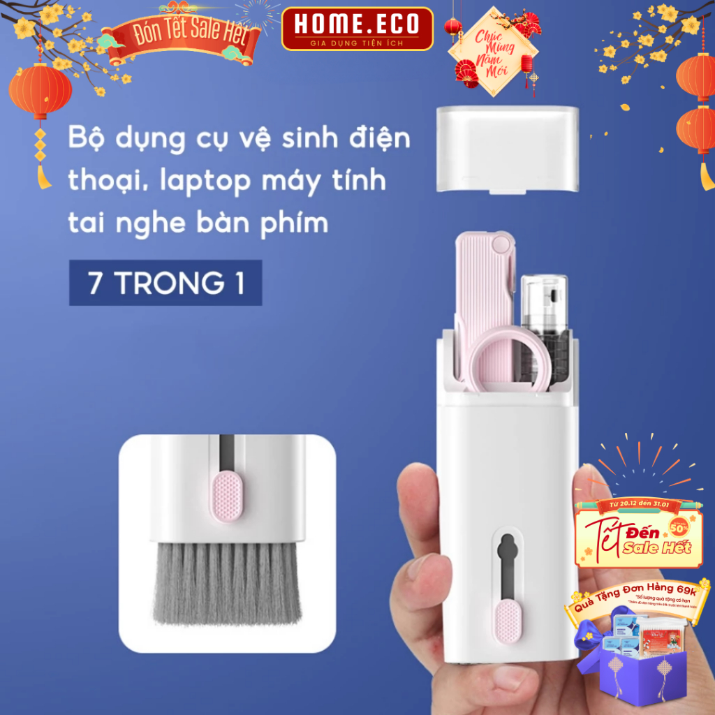 Bộ Dụng Cụ Vệ Sinh Laptop Máy Tính Điện Thoại 7In1 - Bộ Vệ Sinh Tai Nghe Bàn Phím Tiện Dụng