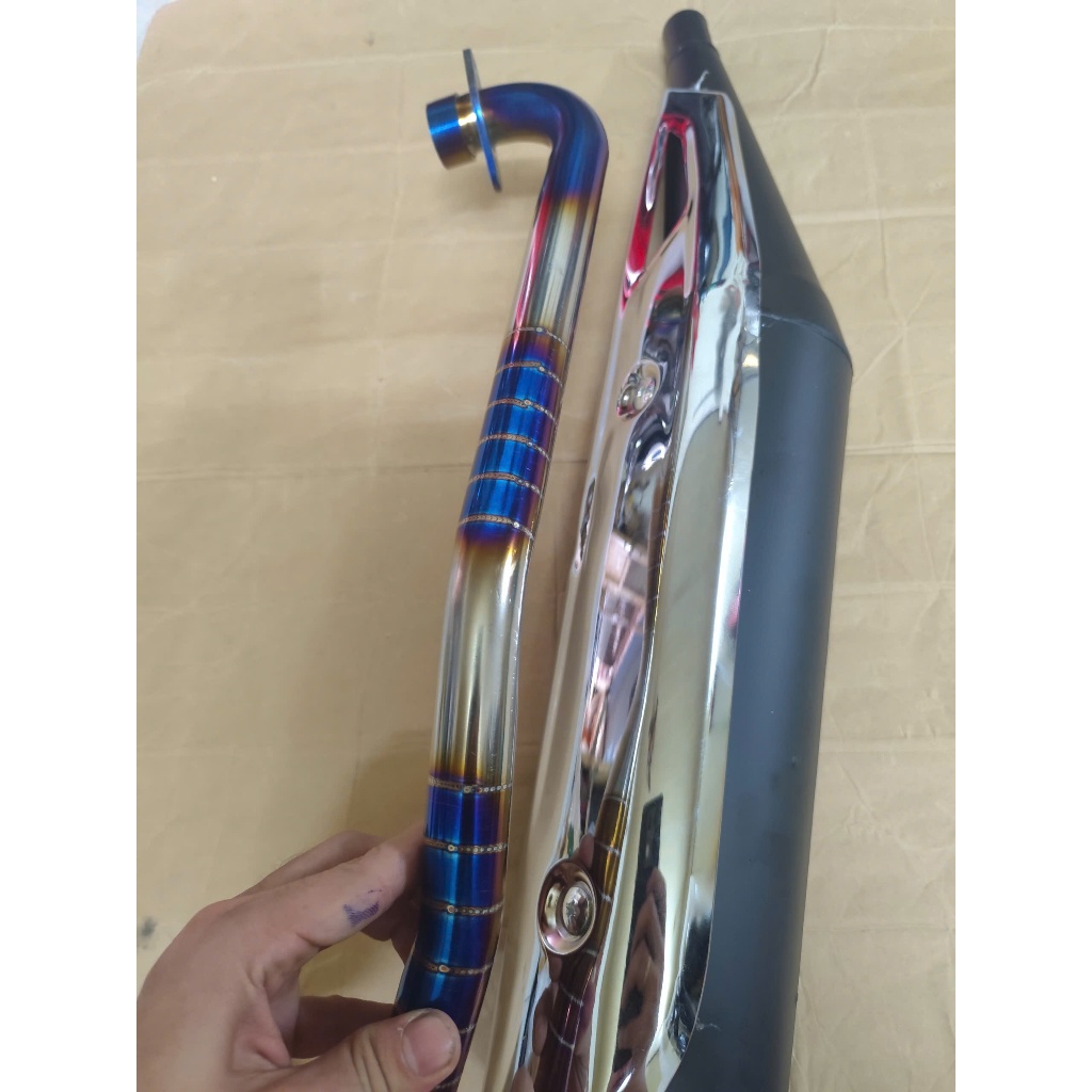 Pô Wave Alpha 110 2017-25, Wave Blade 110 kèm cổ titan - pô xe máy