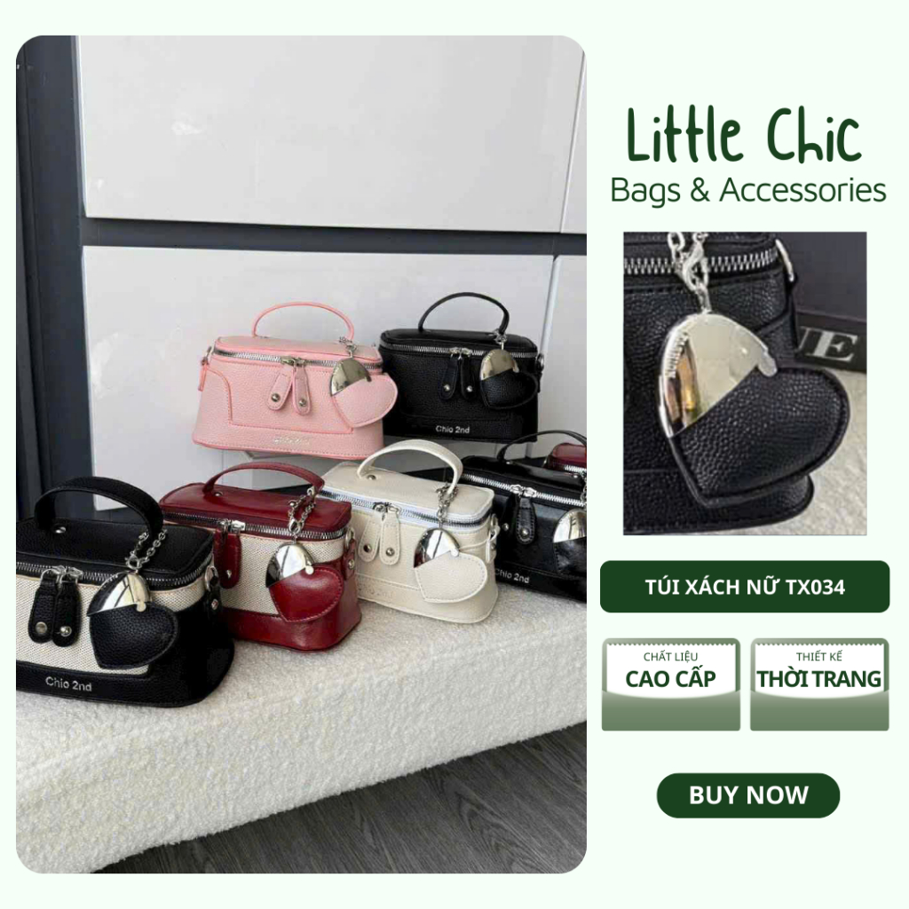 Túi Xách Nữ TX034 Túi Xách Tay Dáng Hộp Cốp Chio 2nd Da Sần Cao Cấp Phối Màu Sang Trọng Tặng Kèm Cha