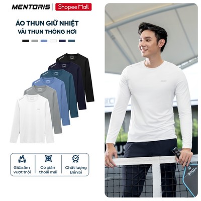 Áo thun giữ nhiệt nam Mentoris, Áo dài tay thể thao cao cấp, chất thun thông hơi siêu co giãn MCTD25W002