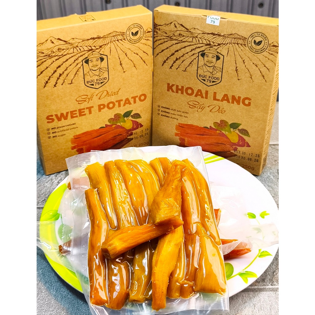 Khoai Lang Mật Sấy Dẻo,Đức Food79,Hút Chân Không, Không Đường, Có GVSATTP , 100% Khoai Lang Mật Lâm 
