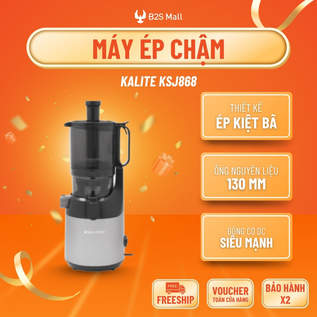 Máy ép chậm Kalite KSJ868 ép trái cây rau củ, kiệt bã làm kem, an toàn cho sức khỏe. BH 12 tháng