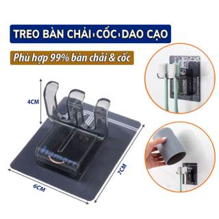 Móc Treo Bàn Chải Đánh Răng Dán Tường Đỡ Dao Cạo Râu Đa Năng Siêu Dính Tiện Lợi