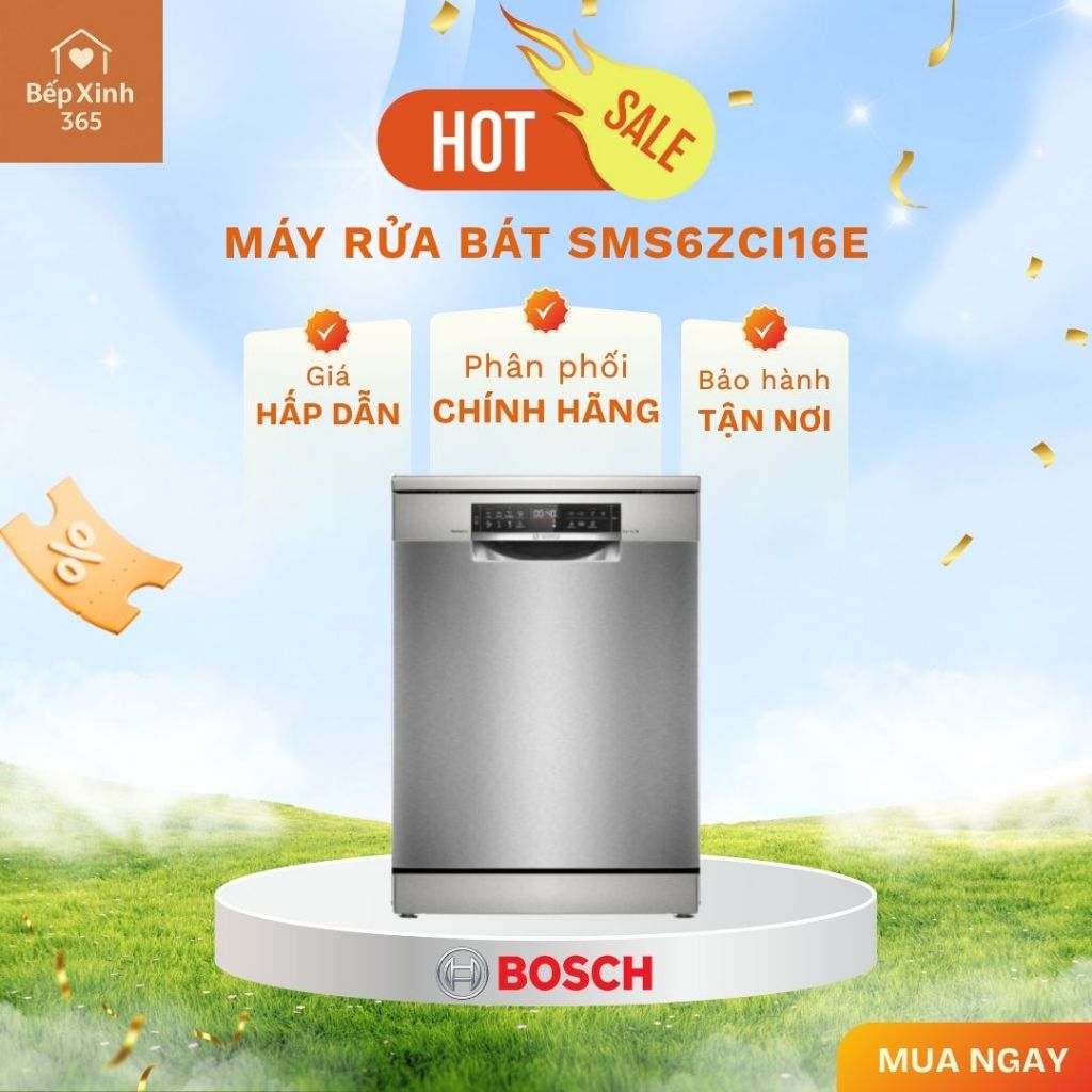 Máy rửa bát Bosch SMS6ZCI16E/SMS6ZCI85M/SMS6ZCI00P  – Serie 6 Sấy Zeolith® tối ưu