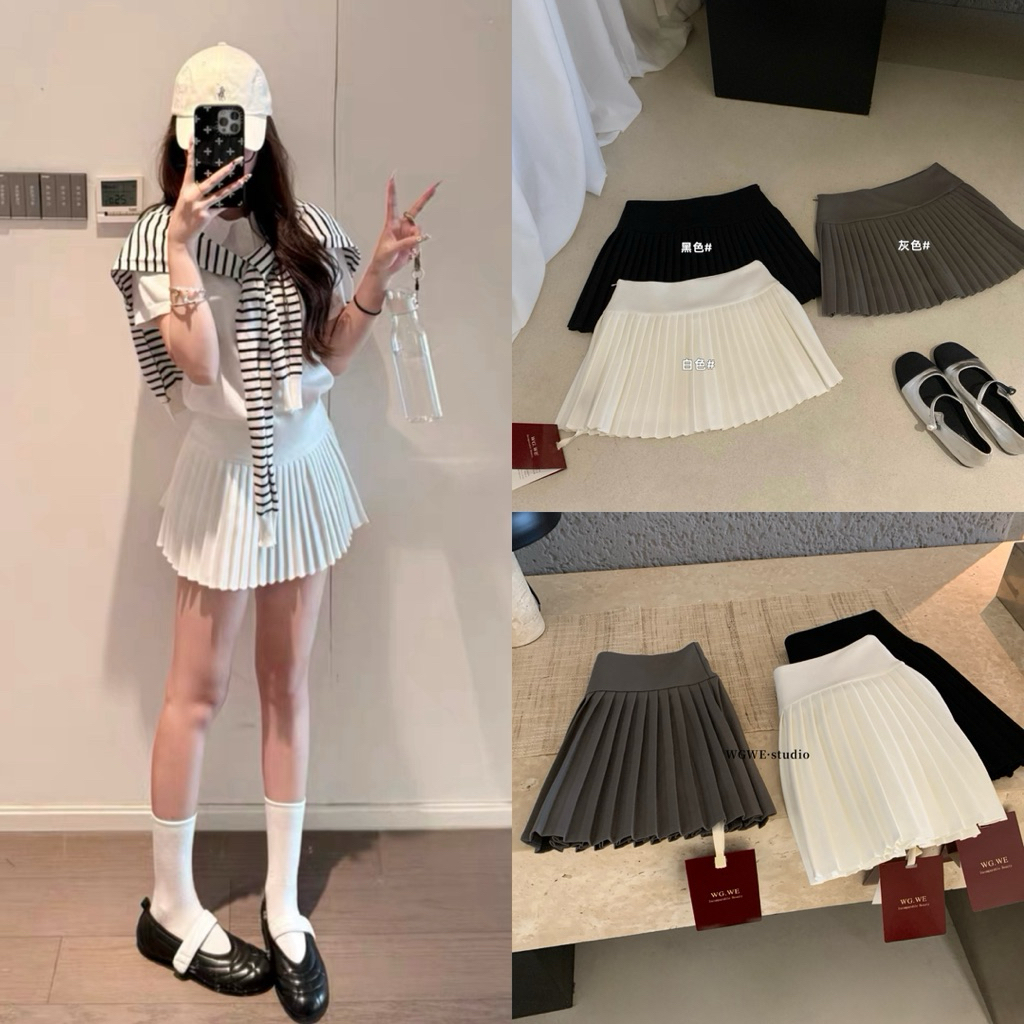 𝐏𝐡𝐢𝐞𝐧 𝐖𝐆𝐖𝐄 | W8336 chân váy xếp ly chữ A 3 màu trơn