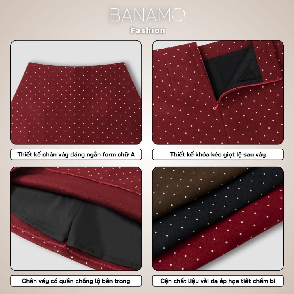 Chân váy nữ BIGSIZE Banamo Fashion chân váy dáng ngắn form chữ A chất dạ ép khóa kéo sau phong cách Hàn Quốc 590 | BigBuy360 - bigbuy360.vn