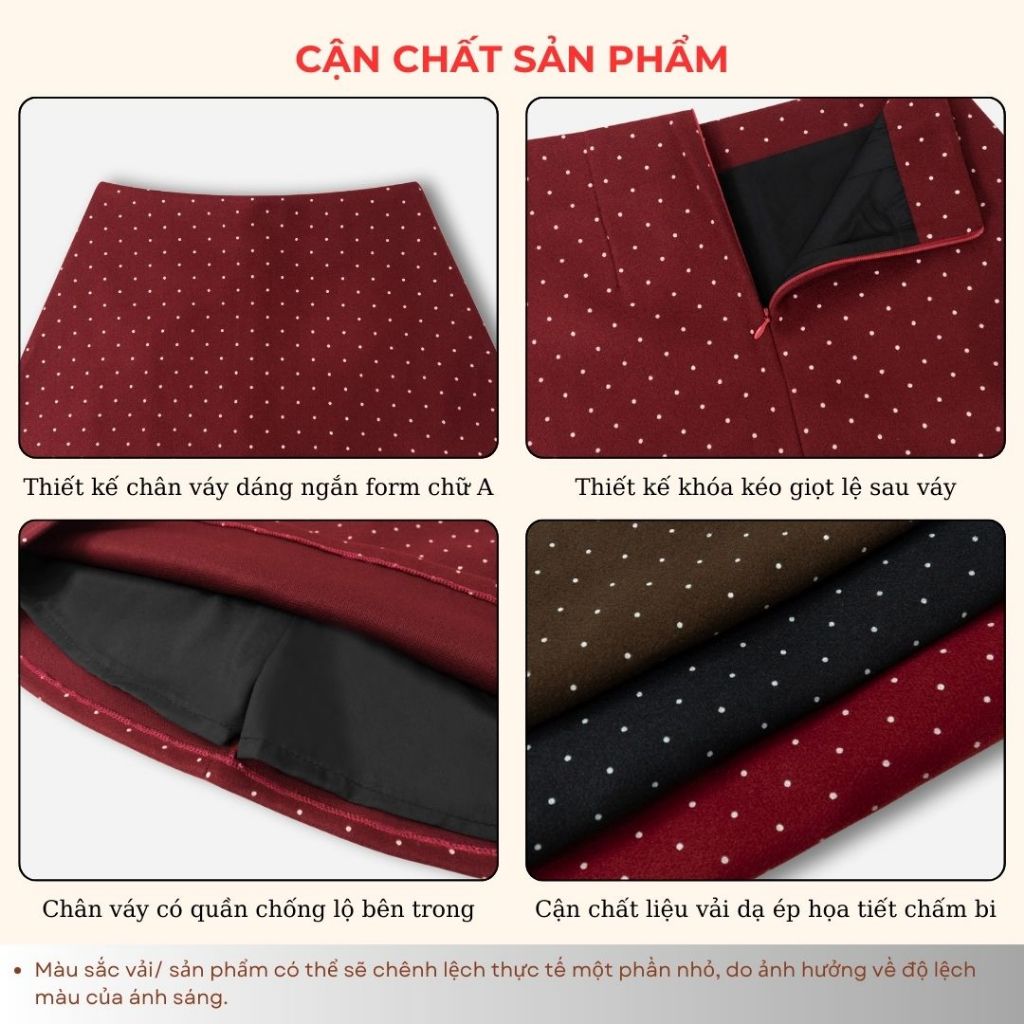 Chân váy nữ BIGSIZE Mèo Ú chân váy dáng ngắn form chữ A chất dạ ép khóa kéo sau họa tiết chấm bi phong cách Hàn Quốc 590 | BigBuy360 - bigbuy360.vn