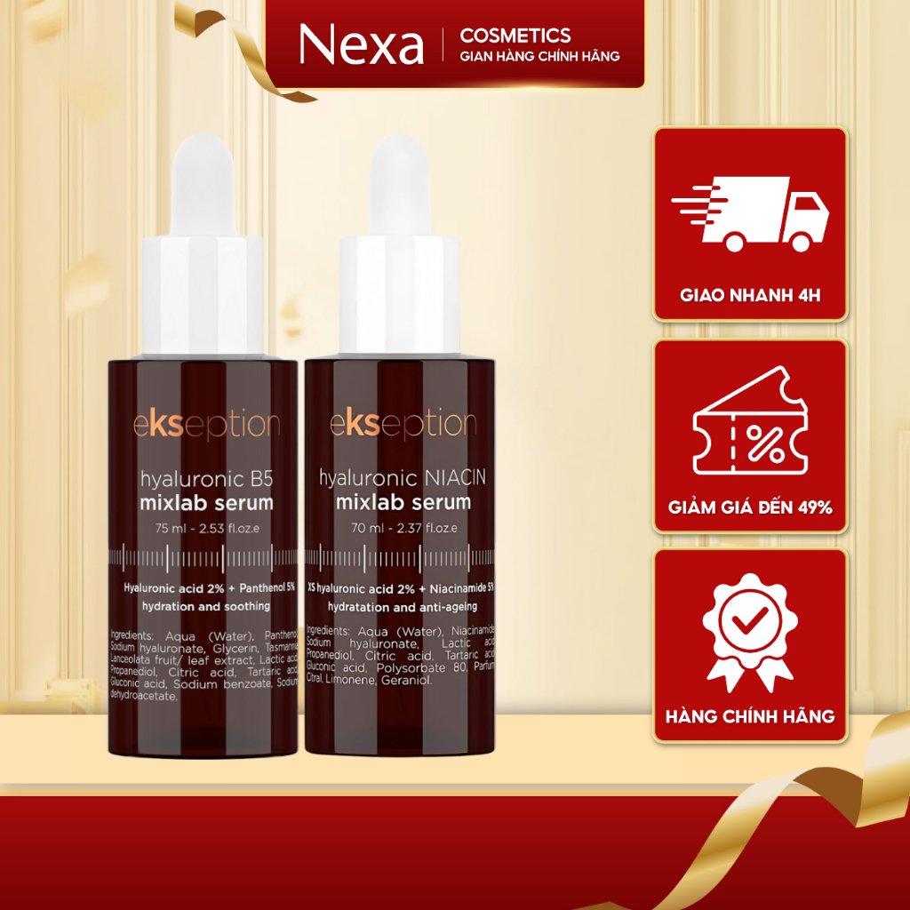 Combo Serum Giảm Mụn Mờ Thâm Ekseption Niacinamide + B5 – Phục Hồi Da, Cấp Ẩm Sâu, Dịu Nhạy Cảm