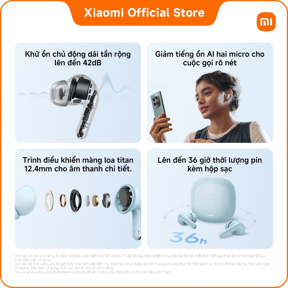 Tai nghe Bluetooth REDMI Buds 8 Lite| Lên đến 42dB ANC| Cuộc gọi rõ ràng với hai micro| Trình điều khiển 12.4mm | BigBuy360 - bigbuy360.vn