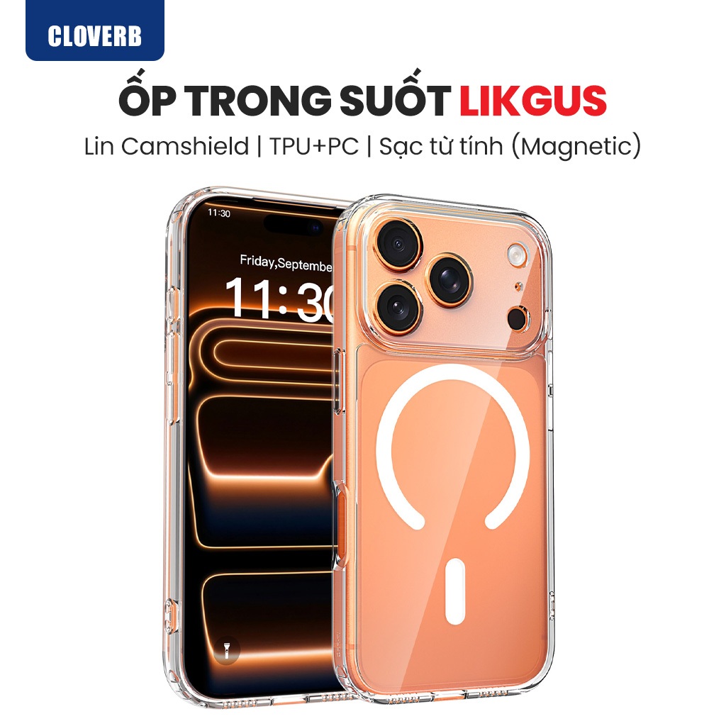 Ốp lưng Likgus Glass Series - Trong suốt/Bảo vệ camera - Dành cho iPhone 12 đến 17 - CloverB