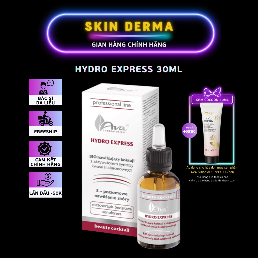 [Hàng Công Ty] Serum dưỡng ẩm phục hồi Ava Hydro Express 30ml