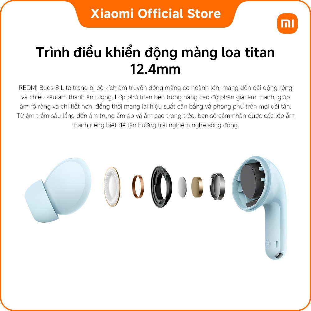 Tai nghe Bluetooth REDMI Buds 8 Lite| Lên đến 42dB ANC| Cuộc gọi rõ ràng với hai micro| Trình điều khiển 12.4mm | BigBuy360 - bigbuy360.vn