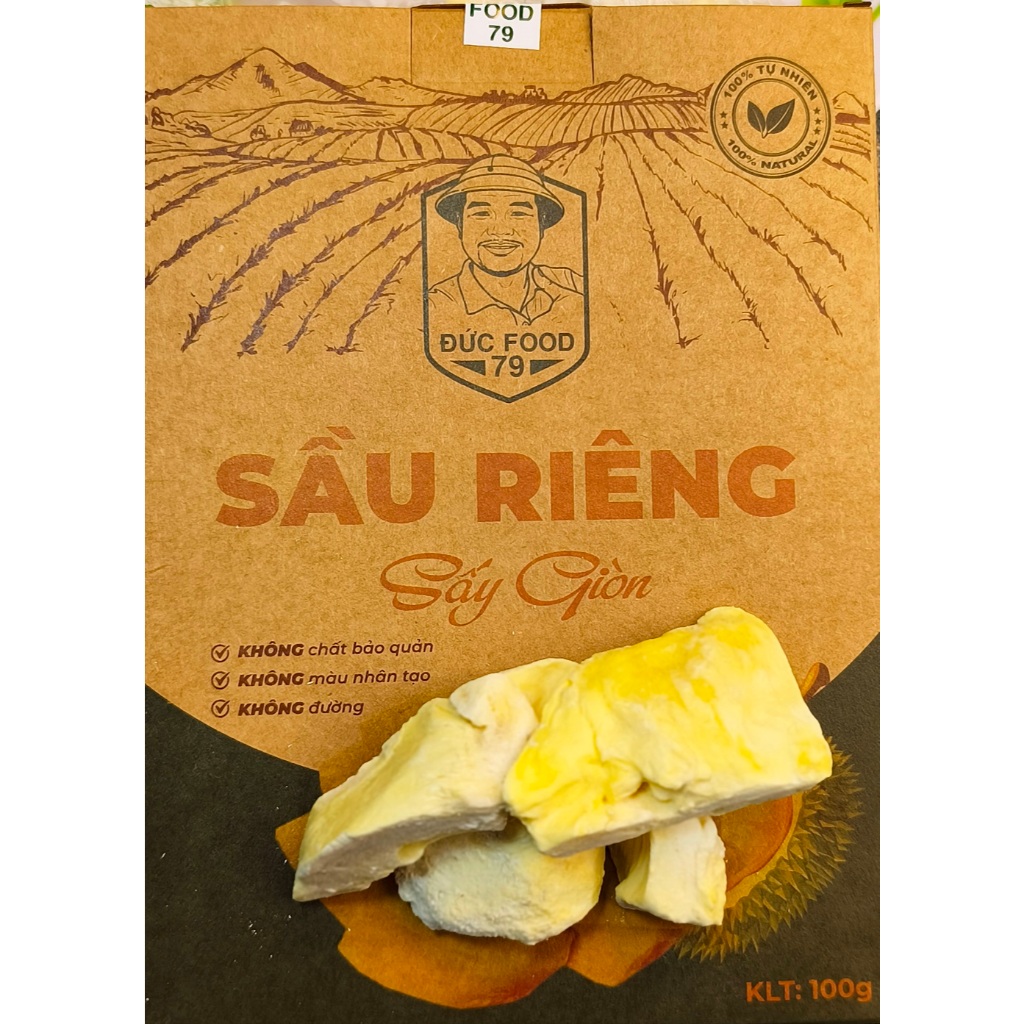 Snack Sầu Riêng Sấy Giòn Đức Food79 – Giữ Trọn Vị Tự Nhiên, Có GPVSATTP, 100% Sầu Riêng Tươi, Hộp 10