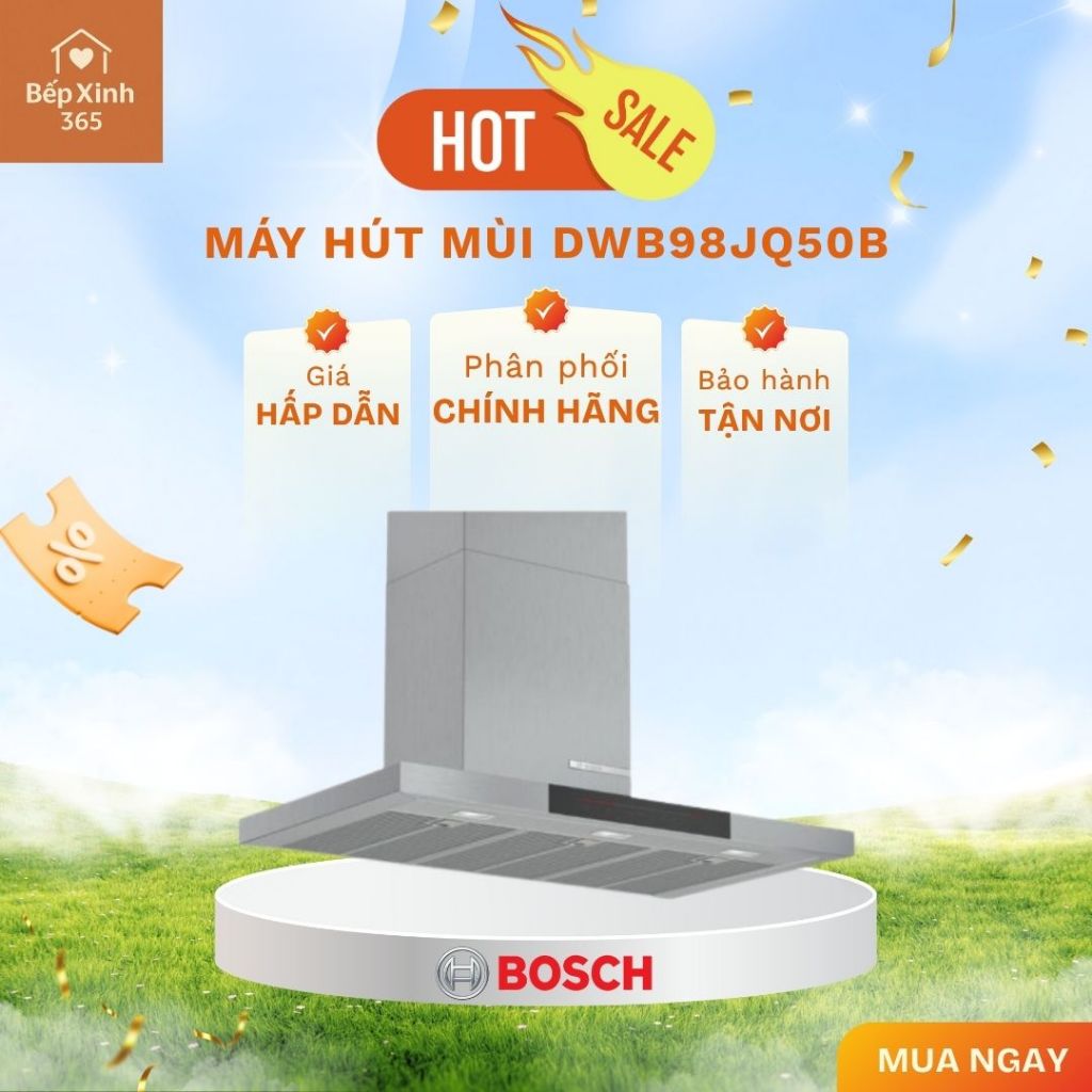 HÚT MÙI CHỮ T BOSCH DWB98JQ50B – SERIE 6 Thiết kế chữ T hiện đại – Hút mạnh, êm ái – Tối ưu không gi