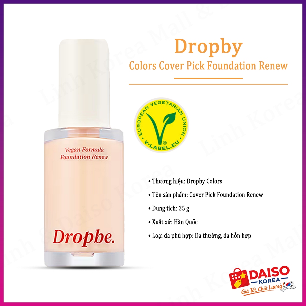 [DaisoKorea] Kem Nền Trang Điểm Dropbe Colors Cover Pick Foundation Renew