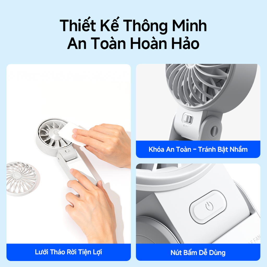 Quạt cầm tay JisuLife 7 Mini gấp gọn dễ mang gió mạnh pin 46H quạt đeo cổ quạt bàn êm cho học sinh văn phòng ngoài trời | BigBuy360 - bigbuy360.vn