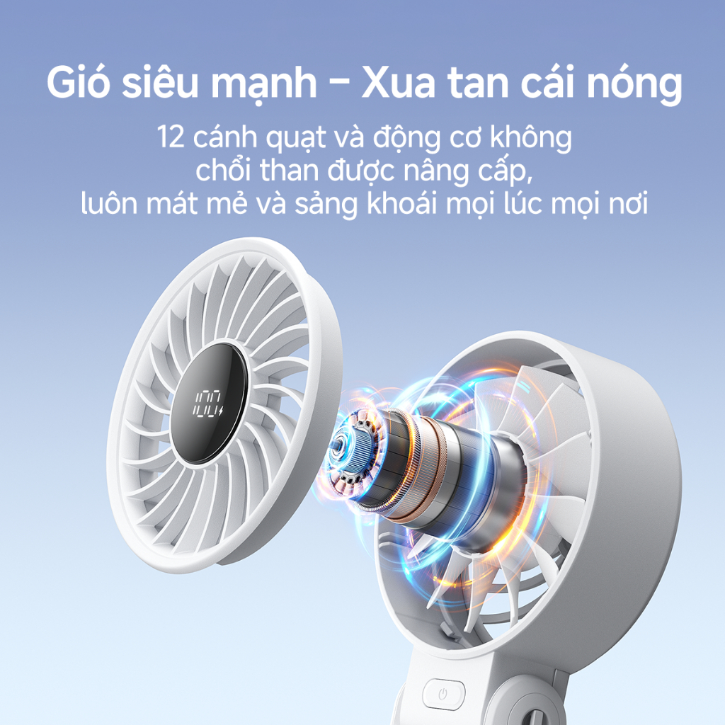Quạt cầm tay JisuLife 7 Mini gấp gọn dễ mang gió mạnh pin 46H quạt đeo cổ quạt bàn êm cho học sinh văn phòng ngoài trời | BigBuy360 - bigbuy360.vn