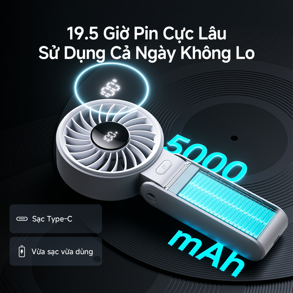 Quạt cầm tay JisuLife 7 Mini gấp gọn dễ mang gió mạnh pin 46H quạt đeo cổ quạt bàn êm cho học sinh văn phòng ngoài trời | BigBuy360 - bigbuy360.vn