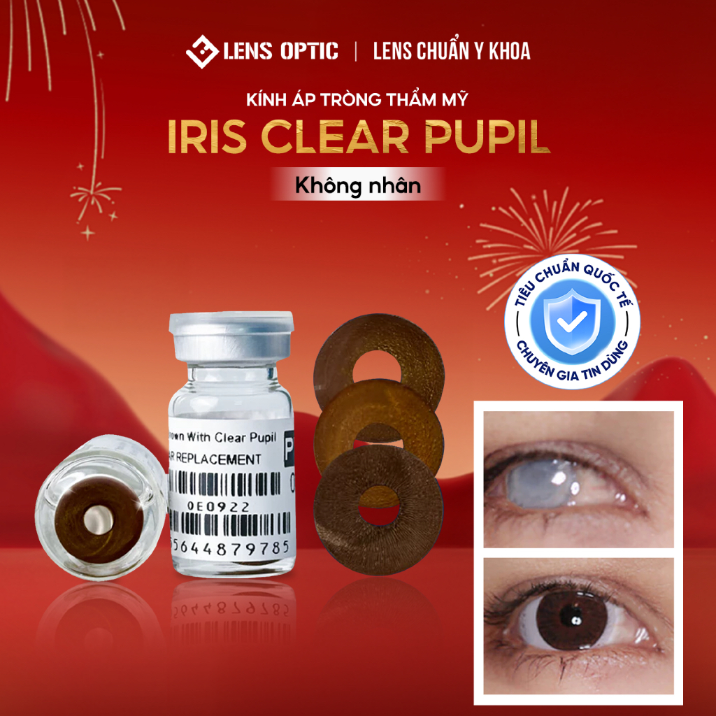 [Lens 1 năm] Kính áp tròng thẩm mỹ IRIS CLEAR PUPIL dành cho mắt khiếm khuyết, lens che khuyết điểm 
