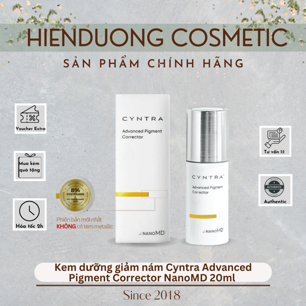 [Đại lý chính hãng] Kem dưỡng giảm nám Cyntra Advanced Pigment Corrector NanoMD 20ml bản mới (Hàng C