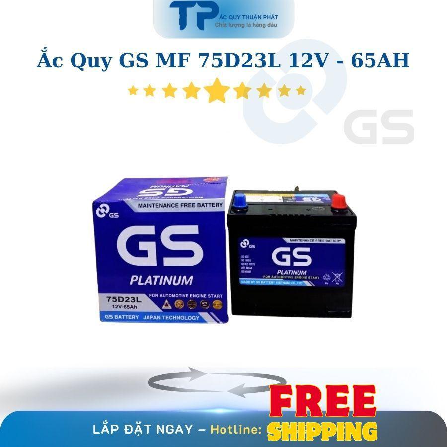Bình ắc quy GS MF 75D23L 12V-65AH chuyên dùng cho xe: Mitsubishi / Toyota / Honda / Nissan / Hyundai
