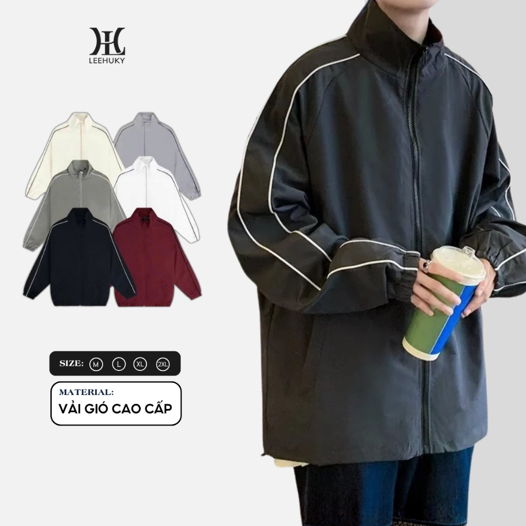 Áo Khoác Gió Viền Né Vai Nam 2 Lớp Chất Liệu Gió Tráng - M19
