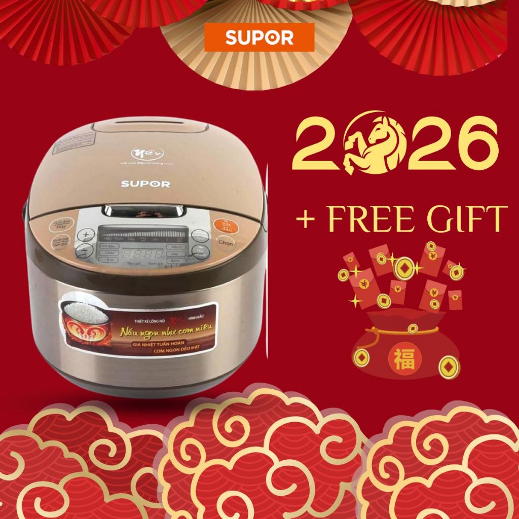 Nồi cơm điện Niêu điện tử kèm vỉ hấp Supor 1.8L CFXB50FC33VN-75 bảo hành 12 tháng 1 đổi 1 trong 15 ngày.