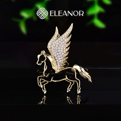 Ghim cài áo nam nữ Eleanor Accessories ngựa có cánh đính đá phụ kiện trang sức thời trang 11273
