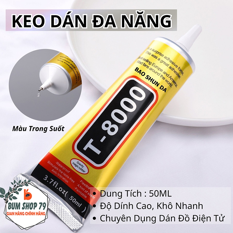 Keo Dán T8000 Chuyên Dụng Dán Đồ Điện Tử Đa Năng 50ML, Keo Trong Suốt Sửa Chữa Linh Kiện Điện Thoại