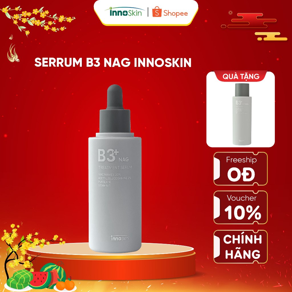 Serum B3 NIA 20% NAG Treatment Inoskin Hàn Quốc 50ml Sáng Da, Kiềm Dầu (Tặng 1 Chai Toner B3 Blemish
