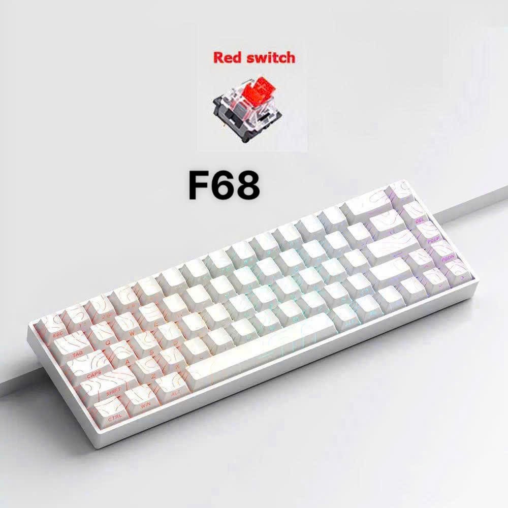 Bàn phím cơ F68 trục đỏ 68 phím led rainbow nhiều chế độ led phù hợp cho dân văn phòng và chơi game