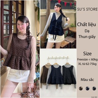 Set Yếm Dạ Hoa Nhí Kèm Áo Thun Giấy (có lẻ yếm) S826 Su Chang Thời Trang Nữ