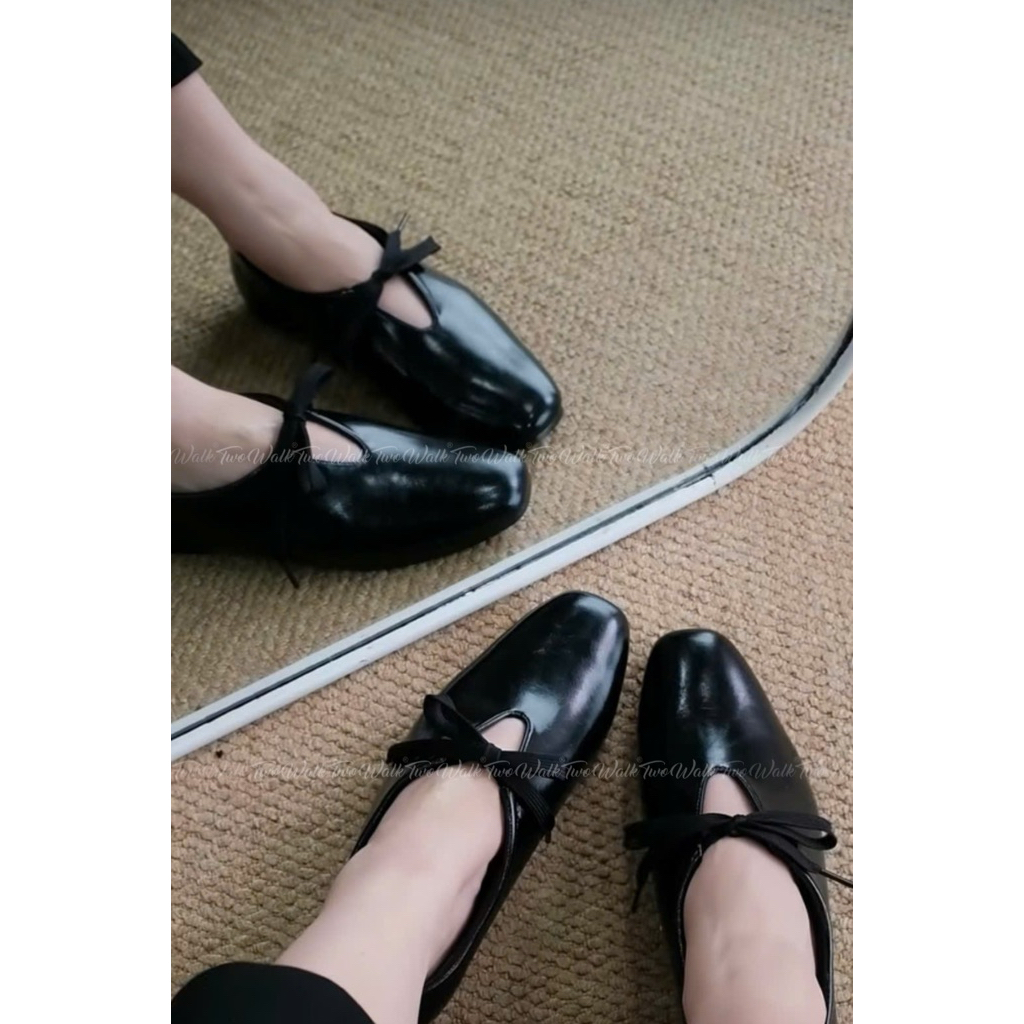 TWOWALK: Soft ( Chuẩn size) - Giày Nữ Bệt Da Microfiber Cao Cấp - 1cm - Màu Trắng Kem/Đen/Nâu