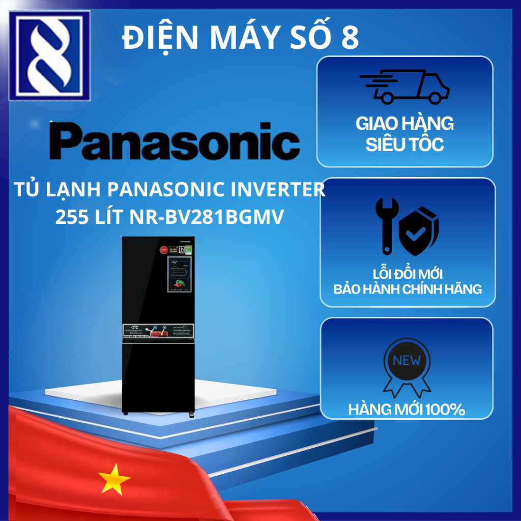 Điện Máy Số 8 | NR-BV281BGMV | Tủ lạnh Panasonic Inverter 255 lít NR-BV281BGMV - Chính Hãng