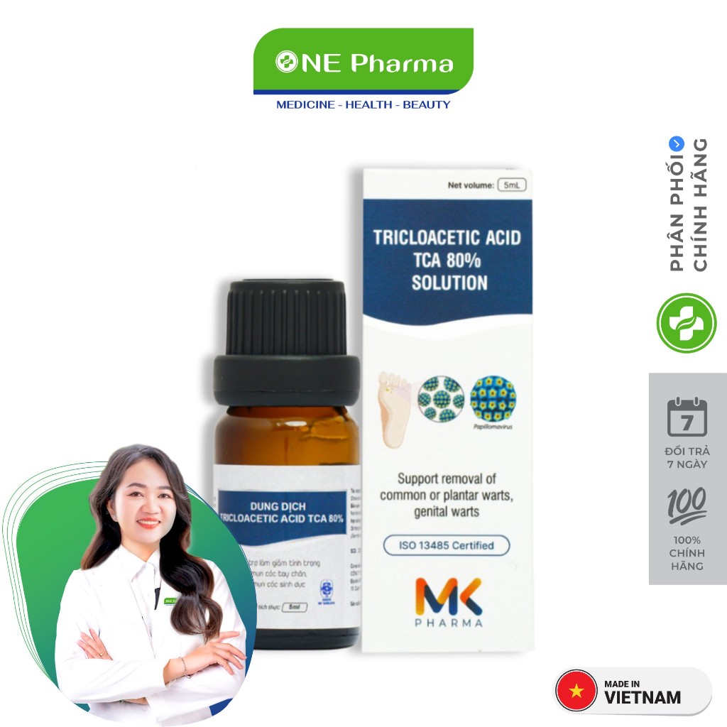 Dung Dịch Loại Bỏ Mụn Cóc, Mụn Thịt MK Pharma Tricloacetic Acid TCA 80% Solution - 5ml